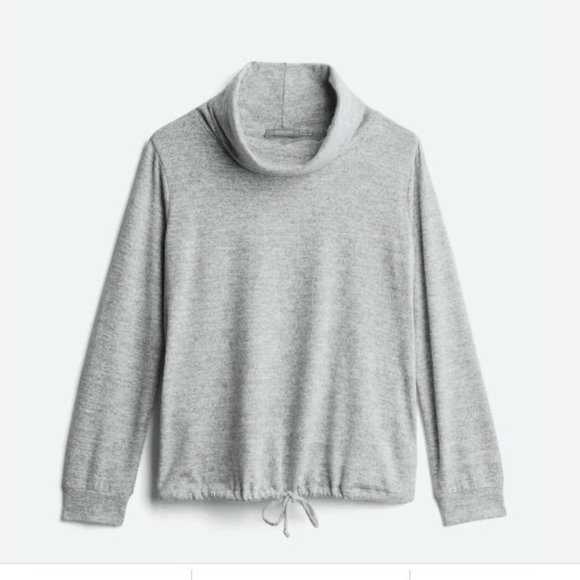 LOVEAPPELLA Persy Cowl Neck Drawstring Hem Knit Top, Heather Gray - Picture 1 of 4